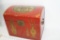 Small Red Wooden Asian Traveling Chest Storage Box L 16