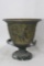 Antique or Vintage  Brass Vase in stone 10in Wide 11in Tall