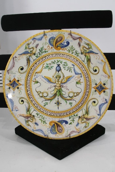 Rare Antique Cantagalli Plate Italian Hand Painted MAJOLICA FAIENCE...10 Inches