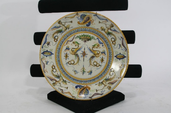 Rare Antique Cantagalli Plate Italian Hand Painted MAJOLICA FAIENCE...10 Inches