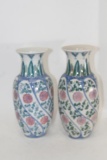 Flower Design Ceramic Porcelain Vase 2 units H 12 inches X W 5 inches