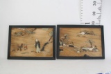 Asian Chinese Framed Carved Stone in Wood Wall Art L 18