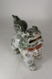 Antique or Vintage Ceramic Porcelain Standing foo dog Statue approx 7in Tall 7in Long 3in Deep