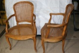 Pair Two wooden sitting chairs possibly antique with weave woven backs