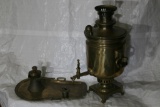 Antique brass or Vintage Russian Teapot incl 22in serving tray