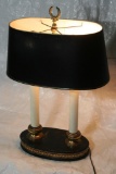 Antique  or Vintage Lamp with black Shade 19in Tall 14in Wide 7in deep