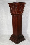 Sculpted Wooden Pedestal with Marble top 36 Tell 14x14 inches