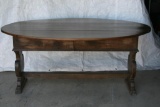 Antique or Vintage Wooden Table, fold side to extend with side drawers approx L 5ft x H 3ft x W 4ft