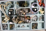 Entire Box Of Various Pieces of Costume Jewelry in Decorative Storage Box