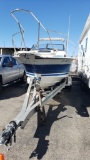 1989 23ft Trophy Series Bayliner Fishing Boat with ABT Aluminum Trailer Force 125 Engines