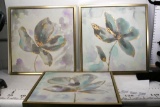 ?Larissa? 3-pc oil painting set in floating wood frames Art Floral Design. 26x26