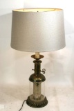 Antique or vintage brass & glass lamp Shade 29x14