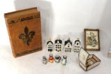 Vintage Collectible Items. Unique Book box, figurines from Amsterdam & Japan, musical box & Frame