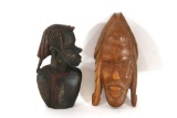 Kenyan Art Collection Handcrafted Wood Sculpture of Head Image. 8x3x1