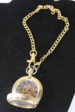 Franklin Mint Collection 1921 One Dollar Coin in gold plated Pocket Watch 2x1