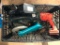 crate of various drills-Makita, Ryobi, Millwakke- tested power on