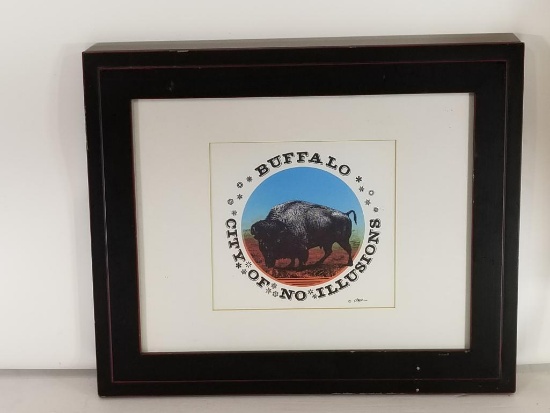 Buffalo City Of No Illusions Framed Art Work 1Ft Tall 17in Wide