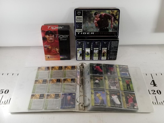 Tiger Woods Various Items Tiger 3 Disk DVD Set, Tiger Woods Ball Sleeves,Book of Golf Cards