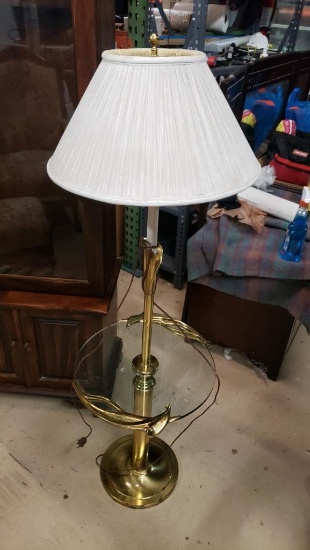 Brass Tulip Asian Style Glass Table Lamp 4.5' Tall