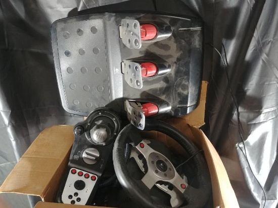 Logitech race car gaming accelerator, controler and wheel
