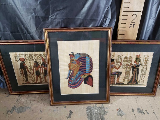 18x22 inches - Framed Egyptian Papyrus Artwork - 3 Items