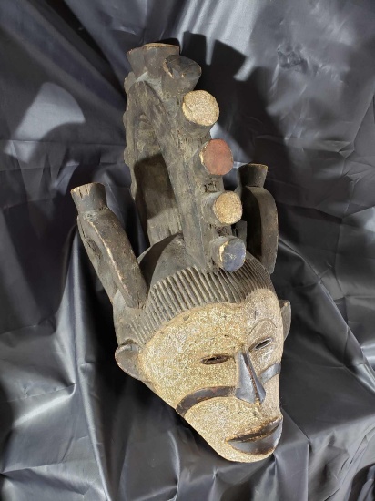 18in Tall, 12in Wide, 18in Deep - African Styled Carved Wood Mask