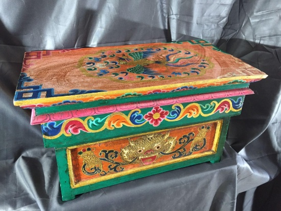 Small Asian Styled Fold-able Painted Wood Stand