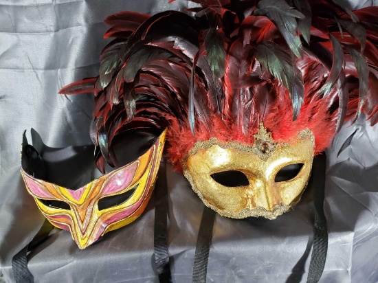 2 Masks handmade in Italy - 1 Cirque Du Soleil, 1 Unknown Make