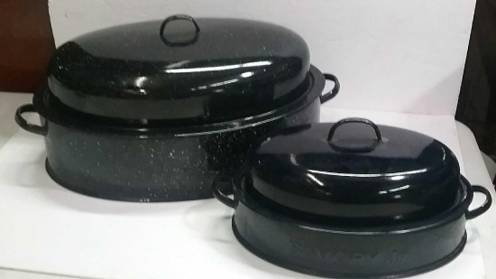 Pair of Porceline finish Savory Roasting Pans