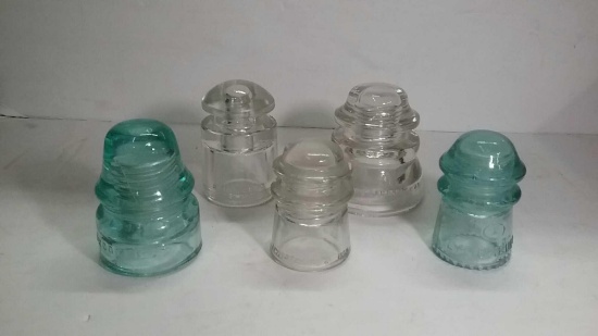 5 glass insulators