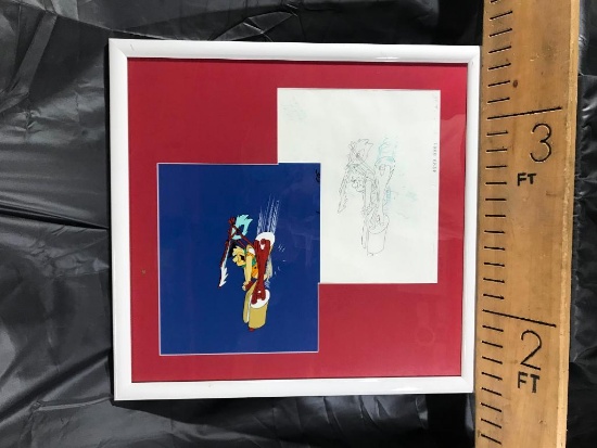 Hanna Barbera Flinstones framed art work- Fred Flinstone original hand sketch and art work