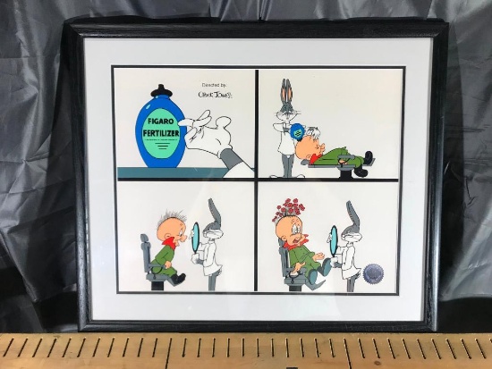 Warner Brothers framed art work- Buggs Bunny and Elmer Fudd