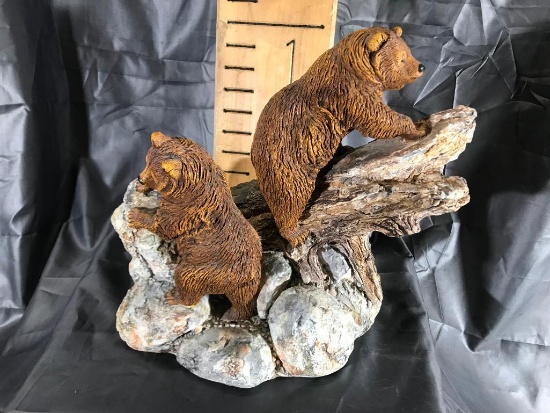Plaster pair of grizzly bear sculpture