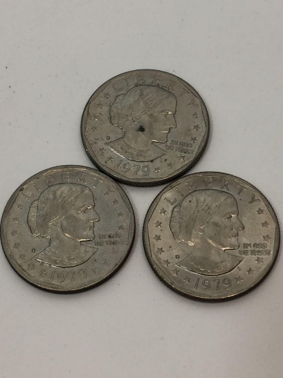 3 1979 U.S. One Dollar Coins