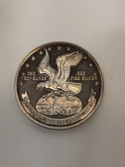 One Troy Ounce .999 Fine Silver Coin - The Bicycle Club Bell Gardens, California