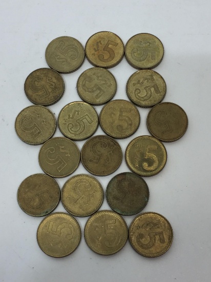 19, 1985-1988 Mexico 5 Peso Coins