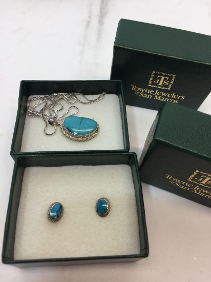 Torquoise/Silver Earings & Necklace