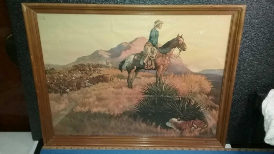Western Themed Print by Geo (George) Pippen (1915-66)