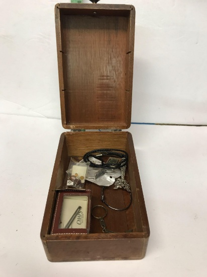 Wood Box Of Jewelry 9 Units