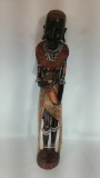 African Tribal Handcarved Female Statue 3ft Tall Unsigned