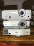 3 projectors- VIVITEK, DLP, EPSON- power on