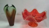 Two Hand blown Art Glass Pieces