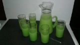 Blendo West Virginia Glass Co. Frosted Green Barware Set