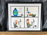 Warner Brothers framed art work- Buggs Bunny and Elmer Fudd