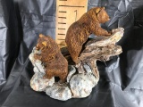 Plaster pair of grizzly bear sculpture