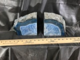 Quartz Geod Blue Book Ends 2 Units