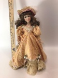 Vintage Porcelain Girl Doll 17in