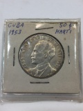 1953 Jose Marti Centennial Cuba Silver 50 Centavo