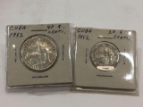 1952 Cuba Silver 40 Centavo & 20 Centavo - 50th Year of the Republic 2 Coin Set