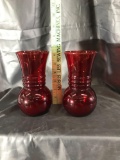 Ruby Red Glass Vase 2 Units